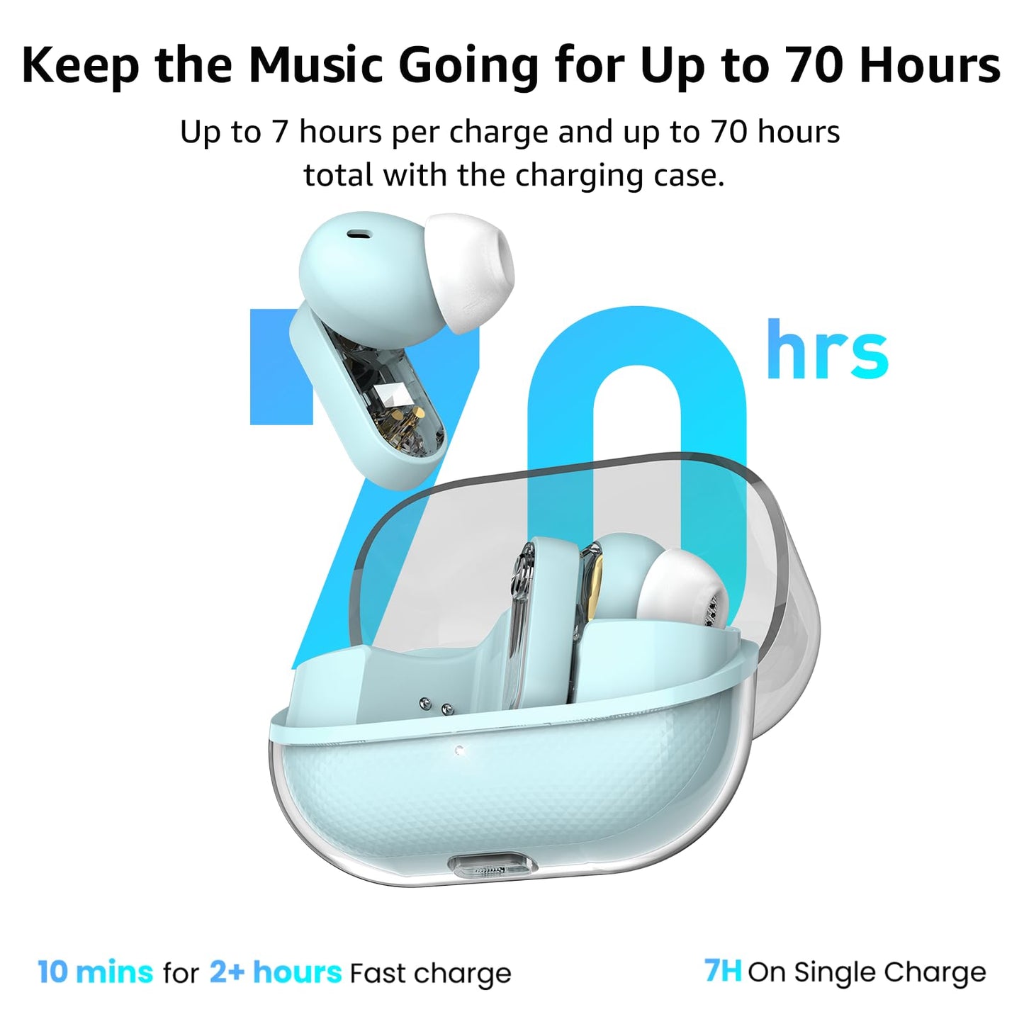 TOZO Crystal Pods Hybrid Active Noise Cancelling Wireless Earbuds