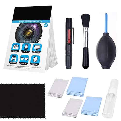 Camkix Camera Lens Cleaning Kit - Air Blower, 2in1 Lens Cleaning Pen, Cleaning Brush, Spray Bottle w/Cleaning Solution, Lens Cleaning Paper Tissue