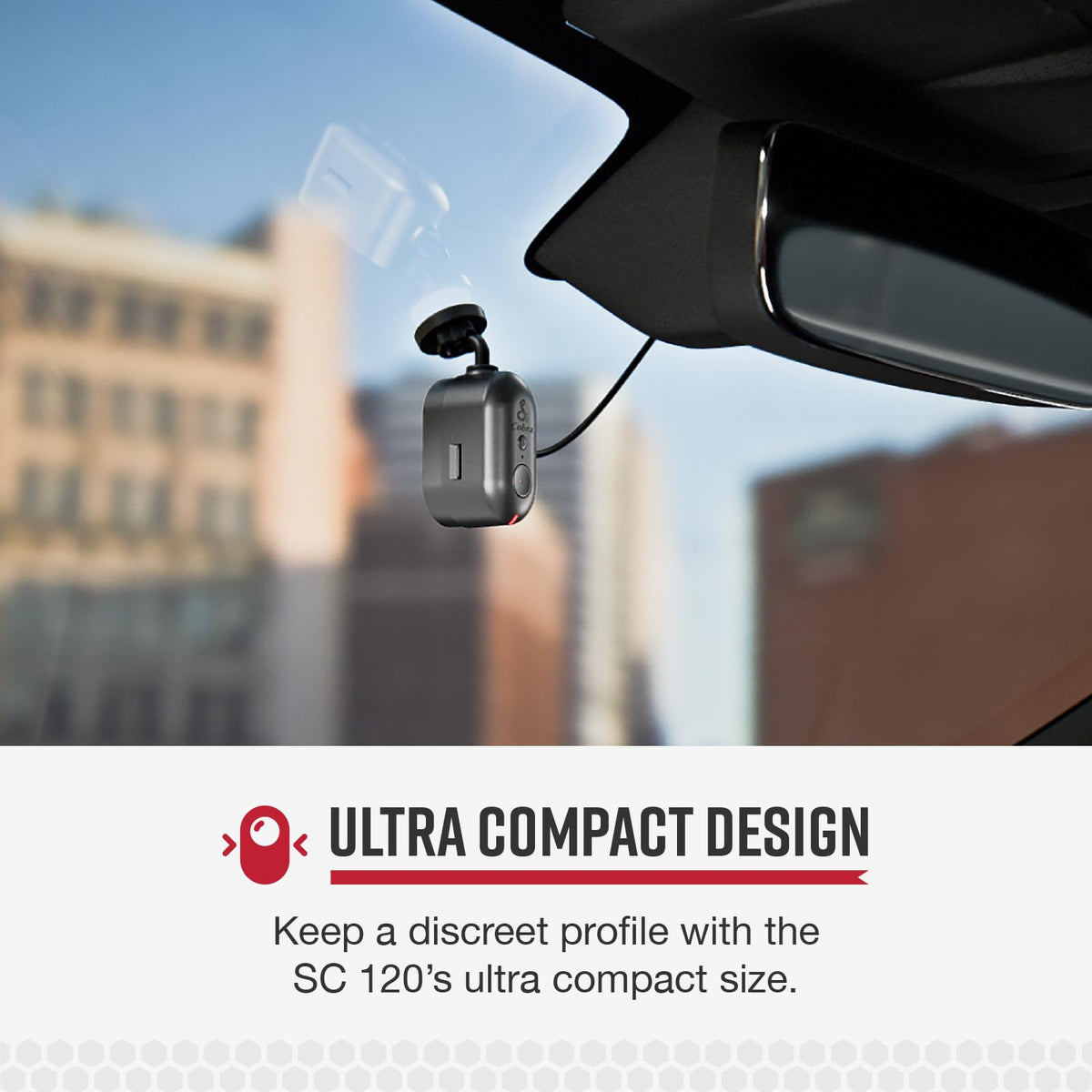 Cobra Discreet Dash Cam (SC120), QHD 1440P Video Resolution, Built-in WiFi