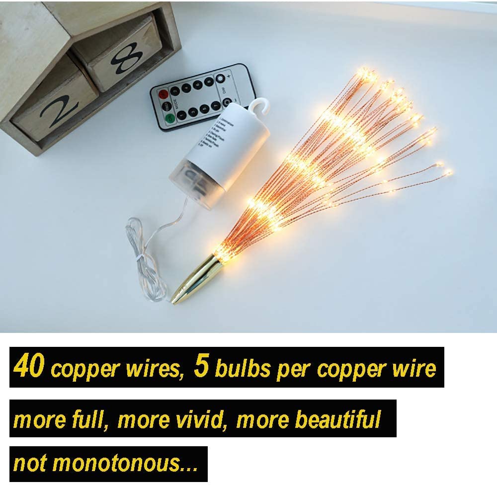 PXBNIUYA 200LED Hanging Sphere Lights, Battery Operated Starburst Lights, 8 Modes Dimmable Remote Control, Waterproof Copper Wire Fairy Light