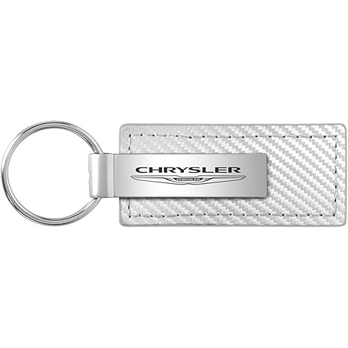 AU-TOMOTIVE GOLD, INC. Officially Licensed White Carbon Fiber Leather Key Fob for Chrysler