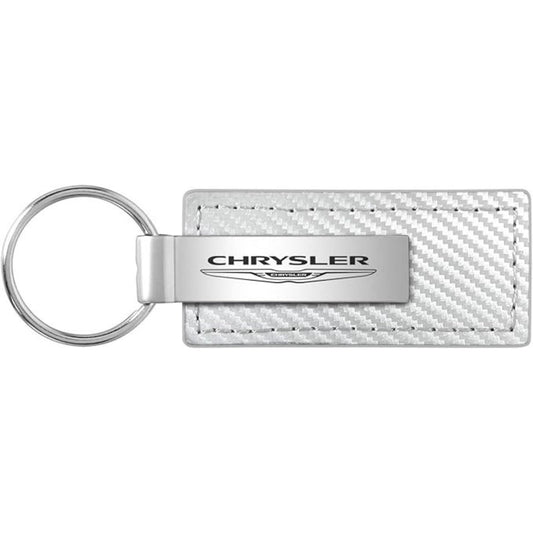 AU-TOMOTIVE GOLD, INC. Officially Licensed White Carbon Fiber Leather Key Fob for Chrysler