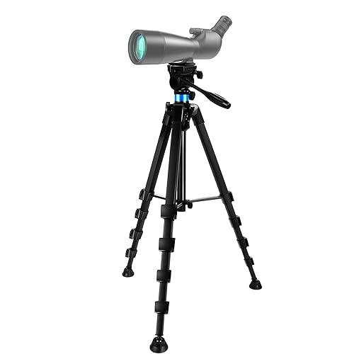 72.4 inch Spotting Scope and Binoculars Heavy Duty Tripod, Shooting Hunting Rest V Yoke Stand with Binoculars Adapter, Compatible