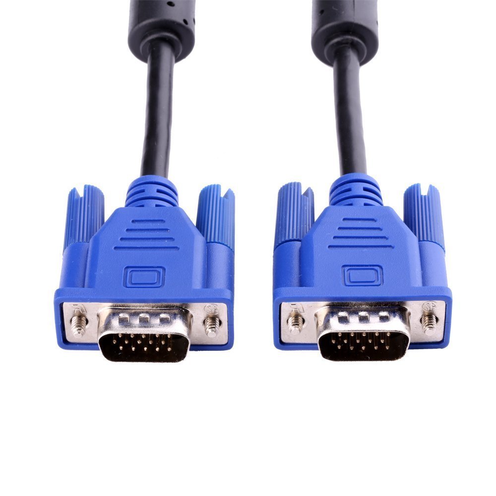 5FT Gold-Plated DB15 VGA Male to Male Cable - Blue, 24AWG, Dual Ferrite Cores - Supports 1080p/UXGA for Monitors, Projectors & HD Displays