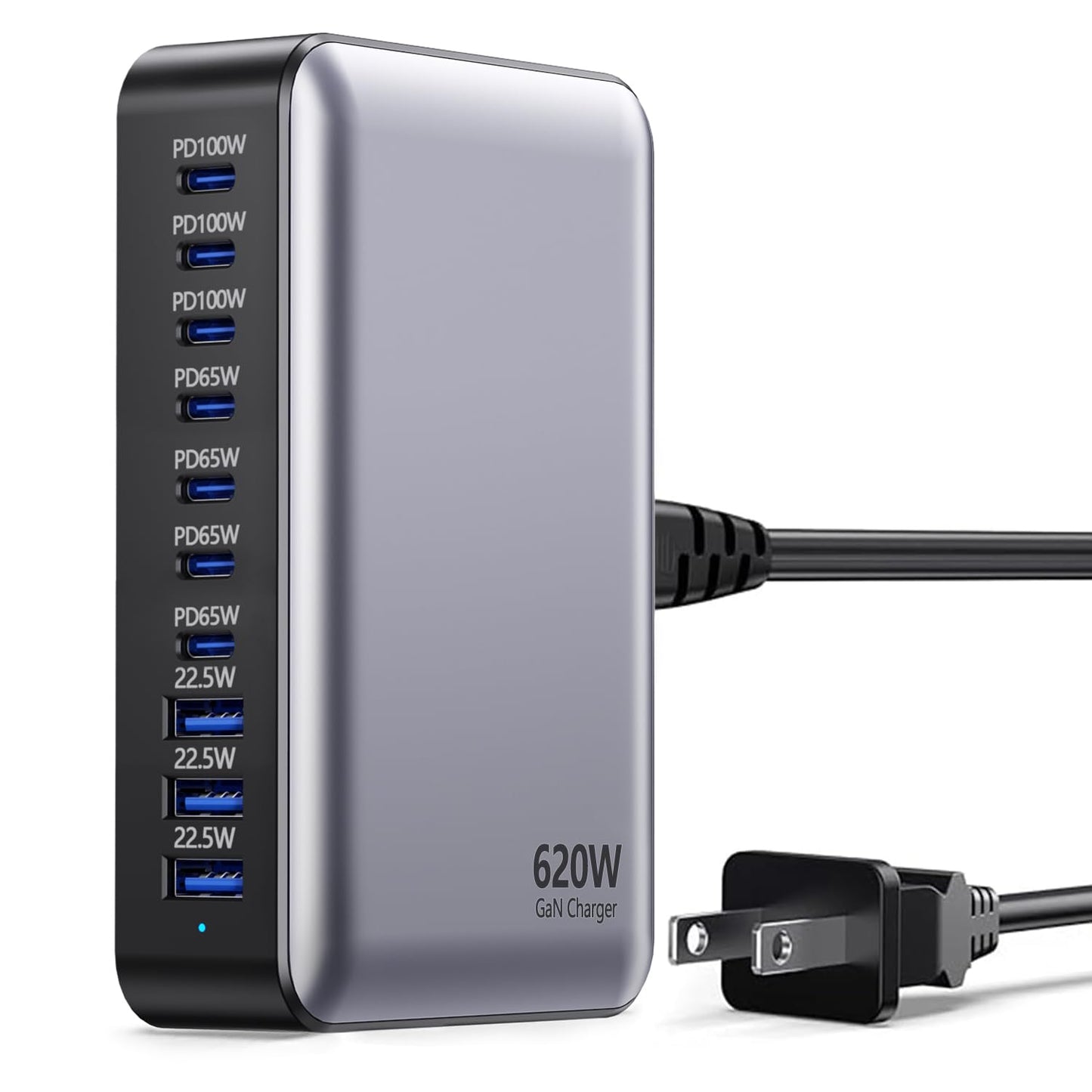 USB C Charger, 620W GaN Charging Station Hub Brick, 10 Port Fast Charger Block, USB C Power Adapter Plug for Samsung/iPhone/Google, PD100W+65W Laptop