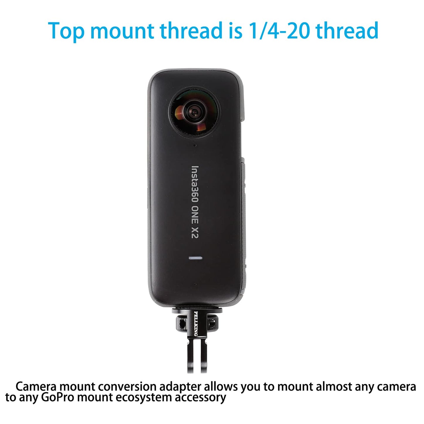 PellKing 1/4" Adapter Screw Head Camera Mount, CNC Aluminum Alloy Tripod Conversion Adapter for Insta360 One X5 X4 X3 X2 X/DJI OSMO 360/DJI Pocket 3