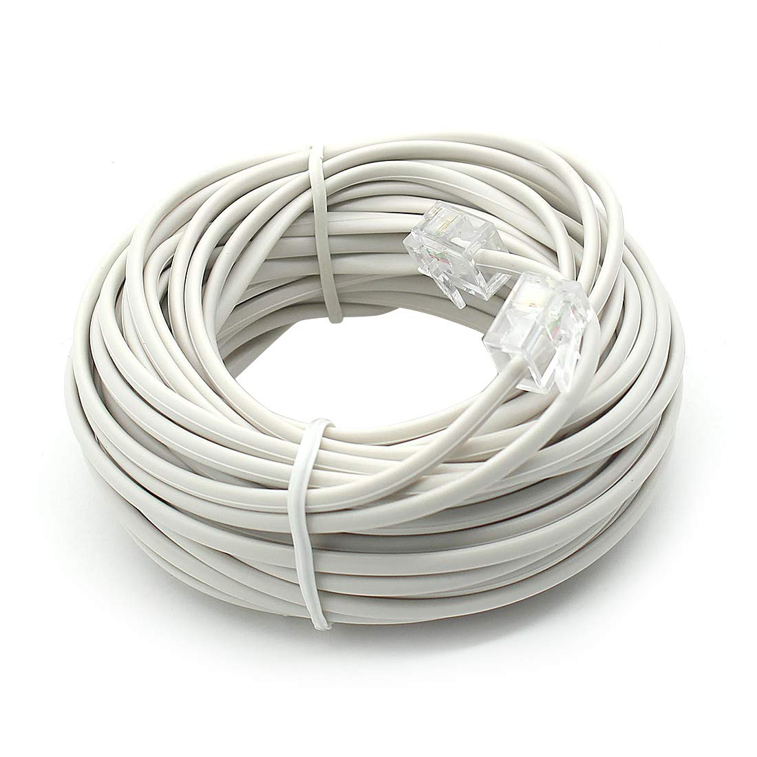 33 Feet Long Telephone Line Cord Phone Extension Modular Telephone Extension Cord 6P4C Pin Plug Male to Male Plug Telephone Extension 2 Conductor (2