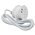 Desktop Power Grommet Outlet Data Center Fit 3" Hole No Drilling Required if you have 3" Hole, 2 Outlet W/2 USB Ports (WHITE - 3" (6ft Power Cord)