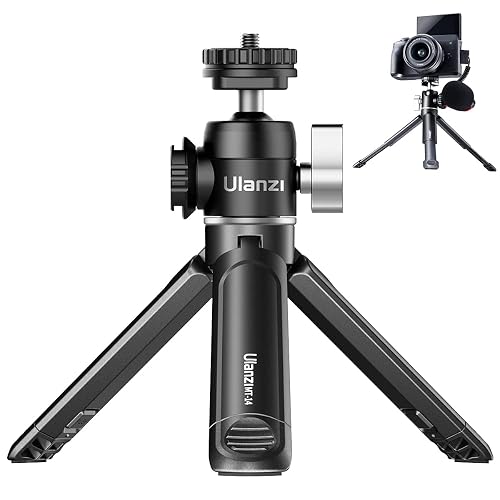 ULANZI Mini Camera Tripod with 360° Ball Head & Cold Shoe, Extendable Small Selfie Stick Tabletop Tripod Stand Handle Grip for Camera iPhone 11 Canon