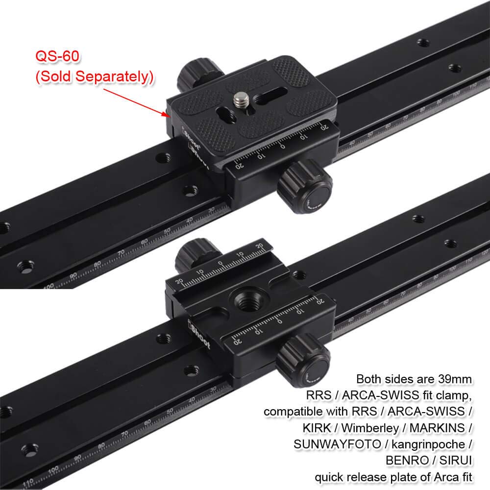 iShoot Metal Double-Sided Clamp IS-SJZ50, Two-Sided Quick Release Plate Clamp with 3/8' Screw Hole, Compatible with 39mm ARCA-Swiss Fit Camera Quick