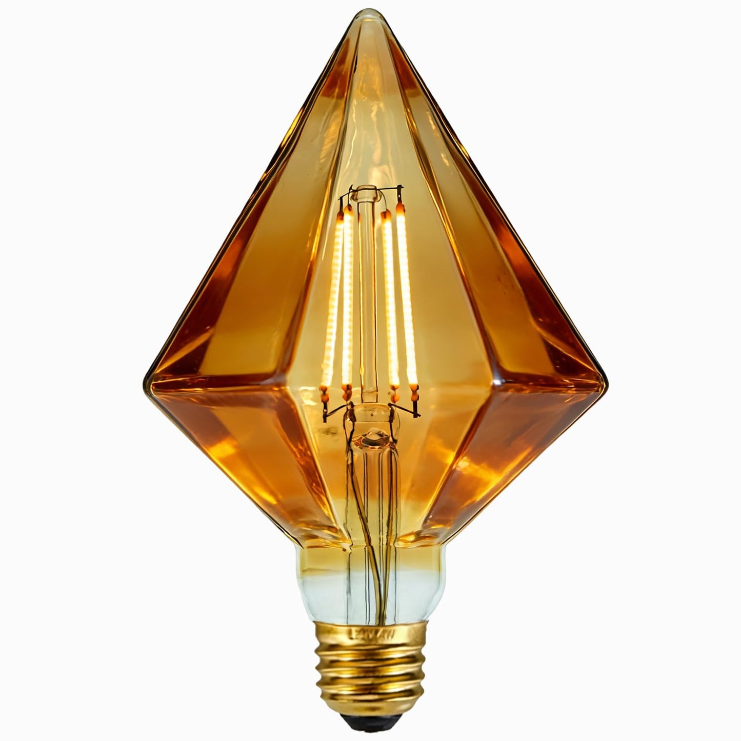 BollyLite Vintage LED Edison Bulb, 110mm Amber Glass Cone Shape, 4W (40W Incandescent Equivalent), 110-130V, E26 Base, 2500K Warm Yellow Light, 400LM