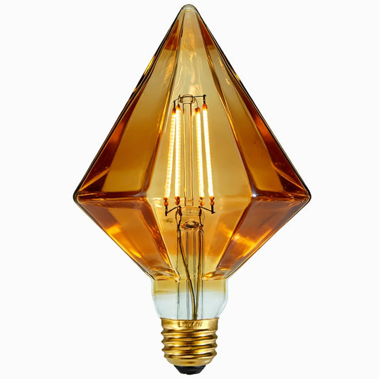 BollyLite Vintage LED Edison Bulb, 110mm Amber Glass Cone Shape, 4W (40W Incandescent Equivalent), 110-130V, E26 Base, 2500K Warm Yellow Light, 400LM