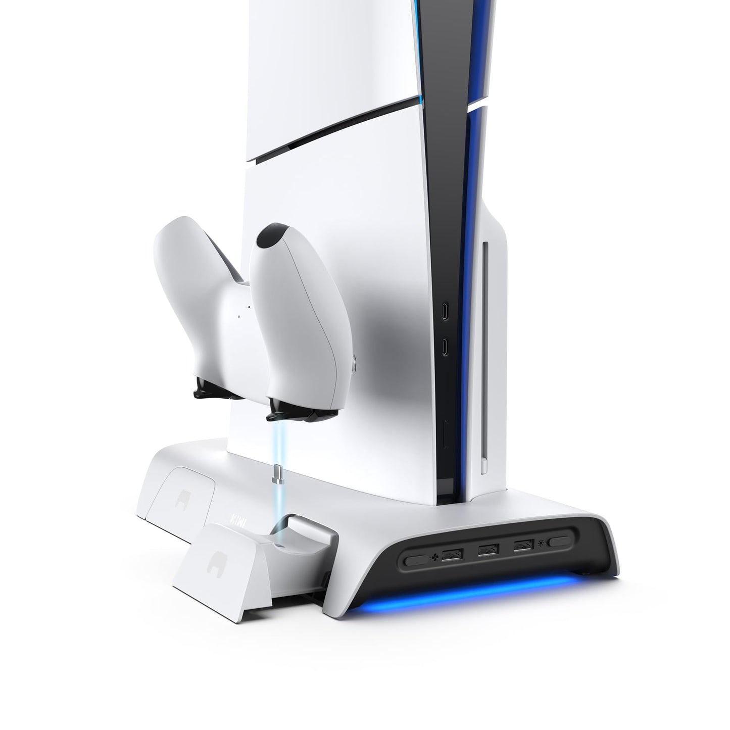 KIWI design D3 Cooling Station for PS5 Slim with Press-and-Pull Design, Controller Charging Station with Magnetic Dongles, Vertical Stand