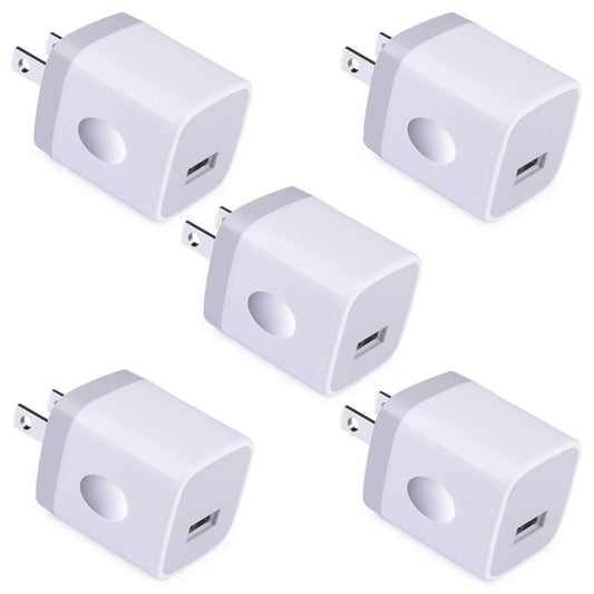 Single Port USB Charger,UorMe 1A 5V Wall Plug USB Power Adapter 5 Pack for iPhone 15 Plus 14 Pro Max/13/12/11/X/8/7/6S/6Plus,Samsung Galaxy S23