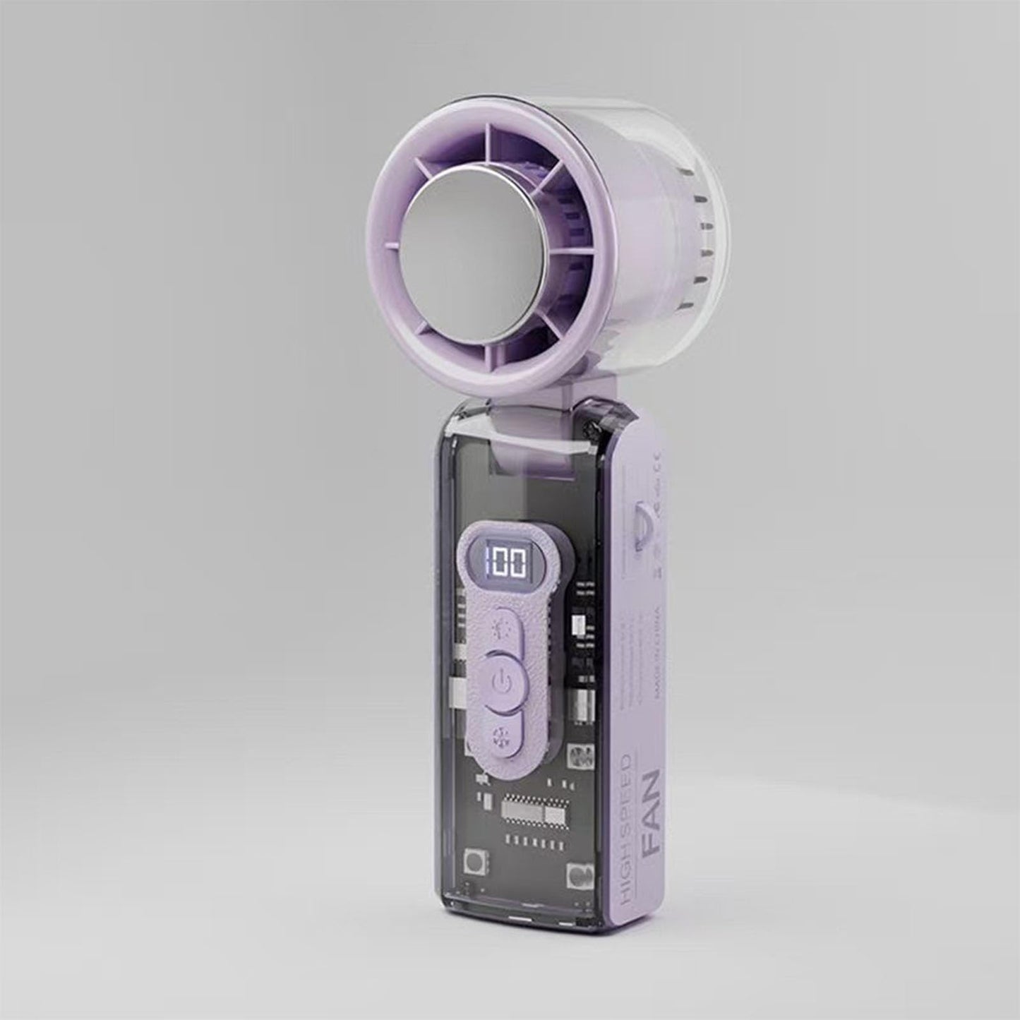 SYLKXE High Power Handheld Fan with Ice Cooler and LED Display, 5000mAh Rechargeable Battery, 6-Speed Turbo Cooling Fan, Portable Travel Essentials