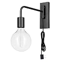 Globe Electric x Novogratz 51370 1-Light Plug-in Wall Sconce, Matte Black, 6-Foot Cloth Cord, Modern Art Deco Lighting for Apartments and Renters