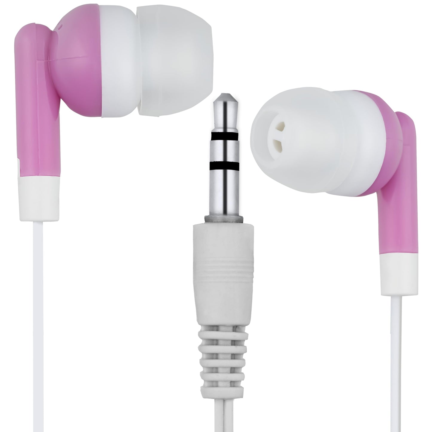 LowCostEarbuds Bulk Pack of 50 Mixed Candy Color Individually Packaged 3.5mm in-Ear Earbuds/Headphones - Great for Schools/Kids/Libraries