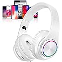 Bluetooth Over Ear Headphones, Deep Bass Colorful LED Lights Headphones with Mic, Lightweight Wireless Foldable HiFi Stereo Kids Headset for School…