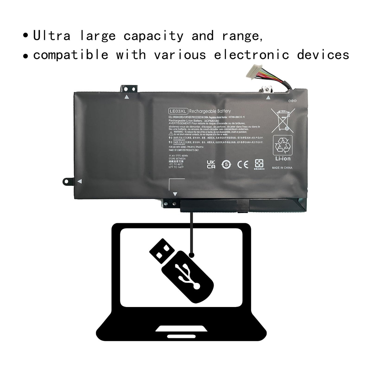 Hubei LE03 LE03XL HSTNN-PB6M UB60 UB6O YB5Q 796220-541 Laptop Battery Replcement for HP Envy X360 m6-w010dx m6-w101dx m6-w102dx m6-w103dx Pavilion