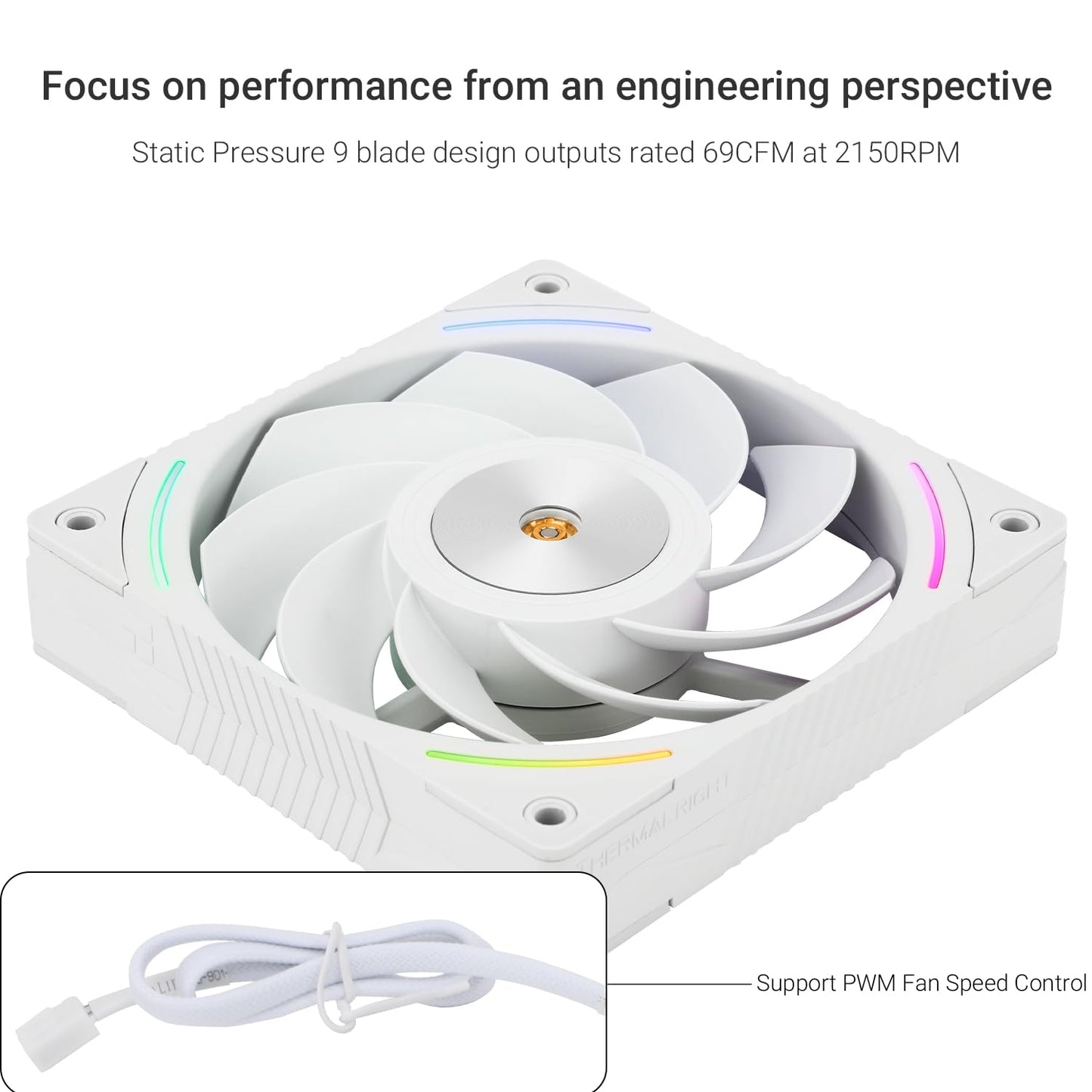 Thermalright TL-K12RW 120mm CPU Cooler Fan, Computer Case Cooler, 4PIN PWM Control, 2150RPM Speed,Reverse Outlet PC Performance Fan for S-FDB