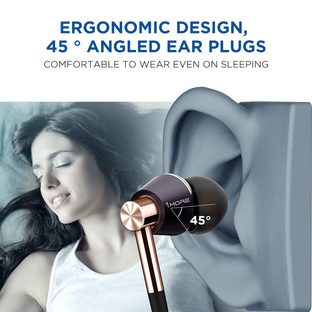 1MORE Triple Driver in-Ear Earphones Hi-Res Headphones with High Resolution, Bass Driven Sound, MEMS Mic, in-Line Remote, High Fidelity