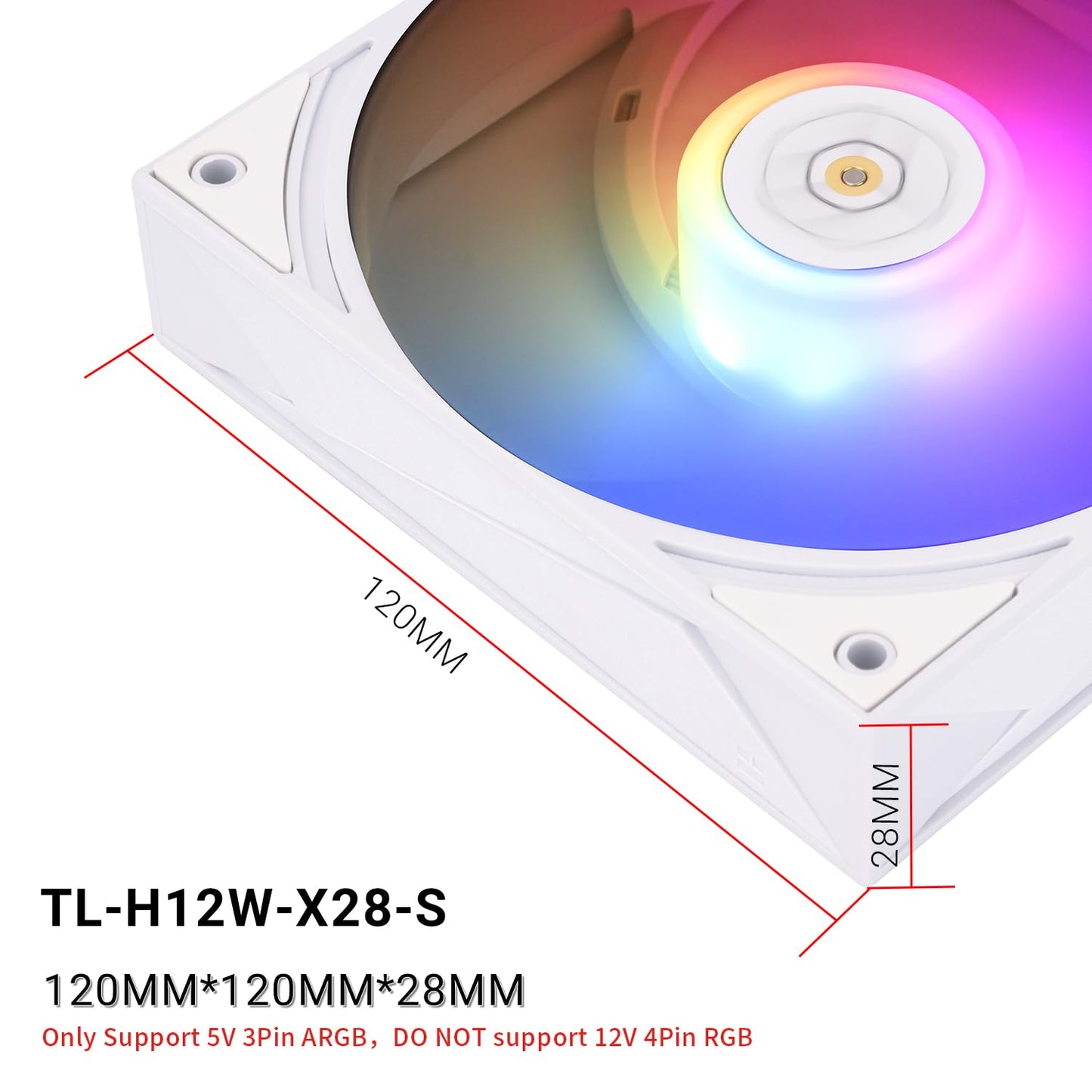 Thermalright TL-H12W-X28-S ARGB Computer Case Fan-2150RPM,Quiet CPU Fan,28mm Thickness Cooling Fan ARGB,Desktop CPU Cooler Fan,Compatible