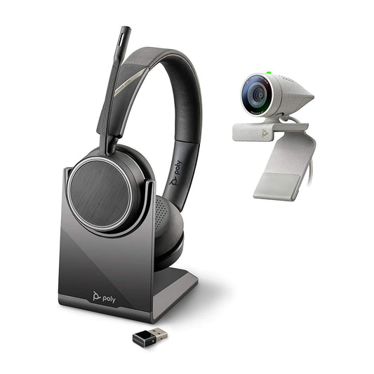 Plantronics Poly - Studio P5 Webcam with Voyager 4220 UC Headset Kit Polycom - 1080p HD Professional Video Conferencing Camera & Stereo Bluetooth