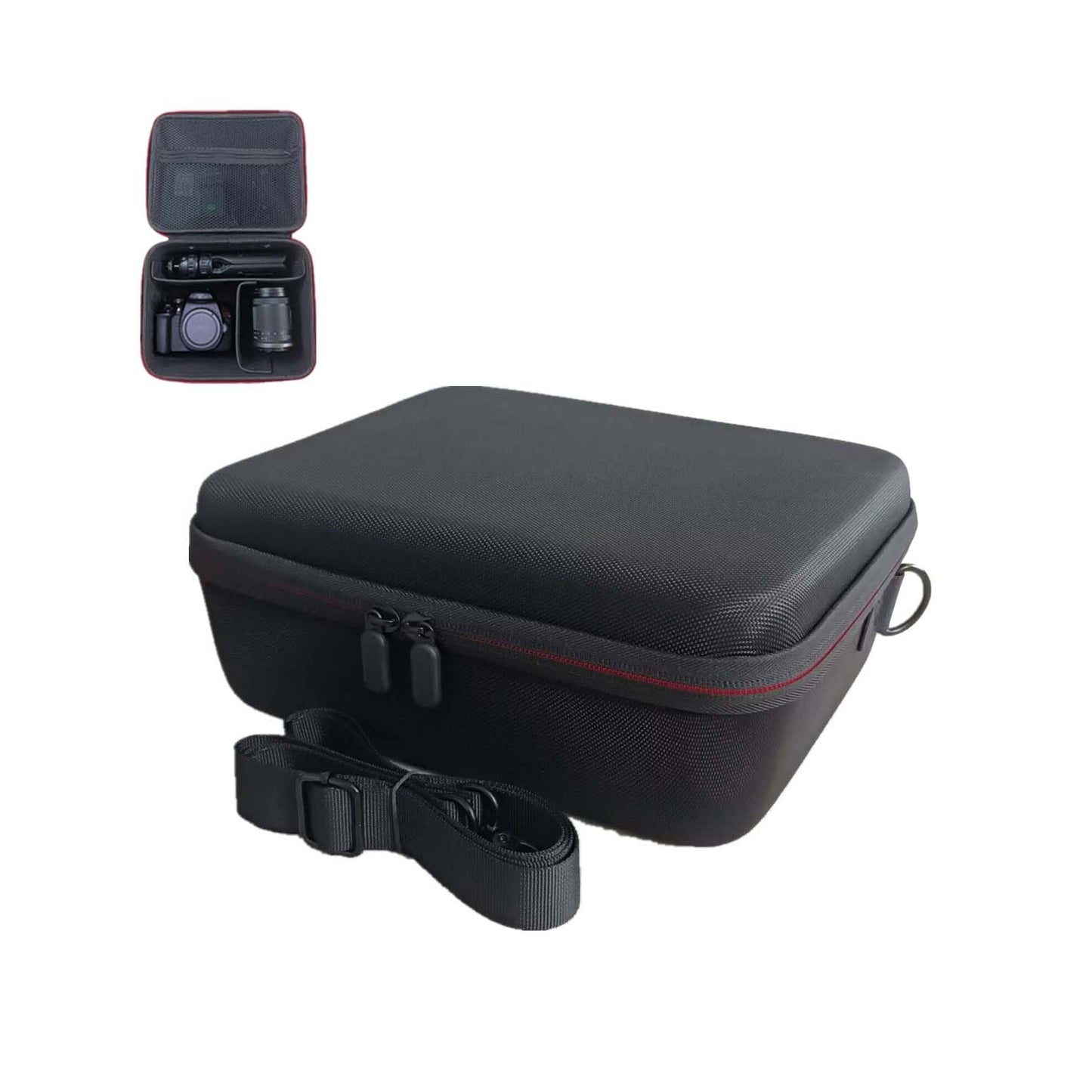 Ruhaya Hard Shell Camera Case Compatible with Canon/Sony camera, EVA Material, Adjustable Shoulder Strap, Zipper Closure, Black, with Elastic Dividers
