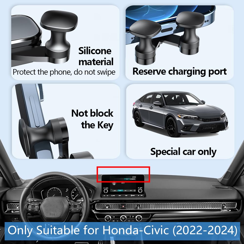 LUNQIN Car Phone Holder for Honda Civic Accessories 2022 2023 2024 2025 2026 Acura Integra 2023-2026 Auto Navigation Screen Bracket Interior