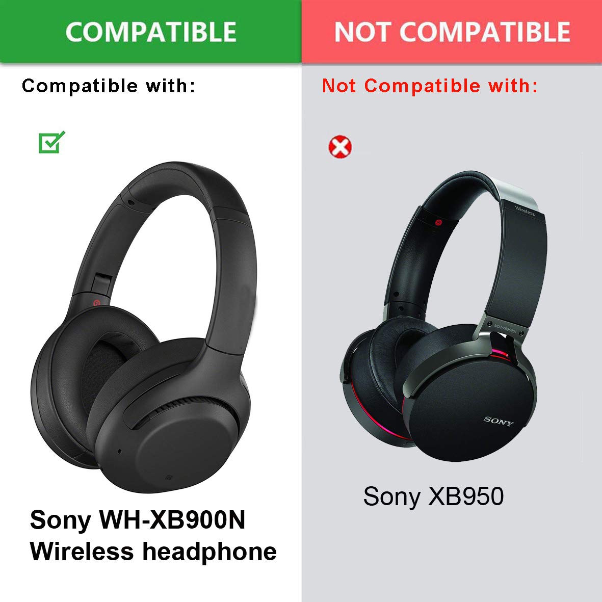 XB900N Ear Pads - Replacement Ear Cushion Compatible with Sony WH-XB900N WHXB900 / WH-CH710N / WH-CH700N (WHCH700N) & MDR-ZX780 (ZX780DC) / MDR-ZX770