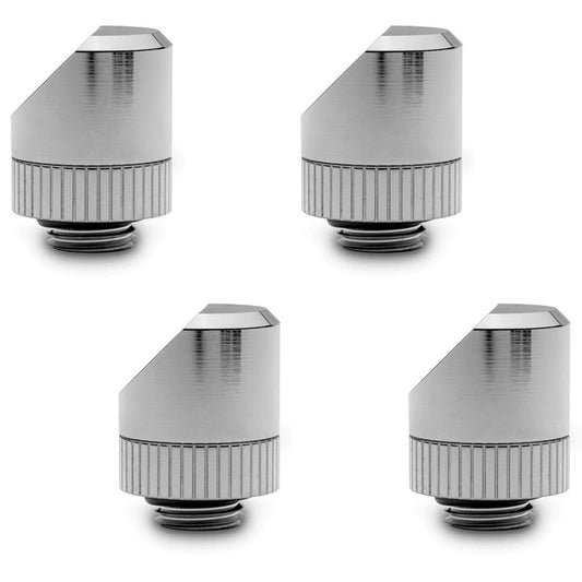 EKWB EK-Torque 45 Degree Angled Rotary Fitting, Nickel, 4-Pack