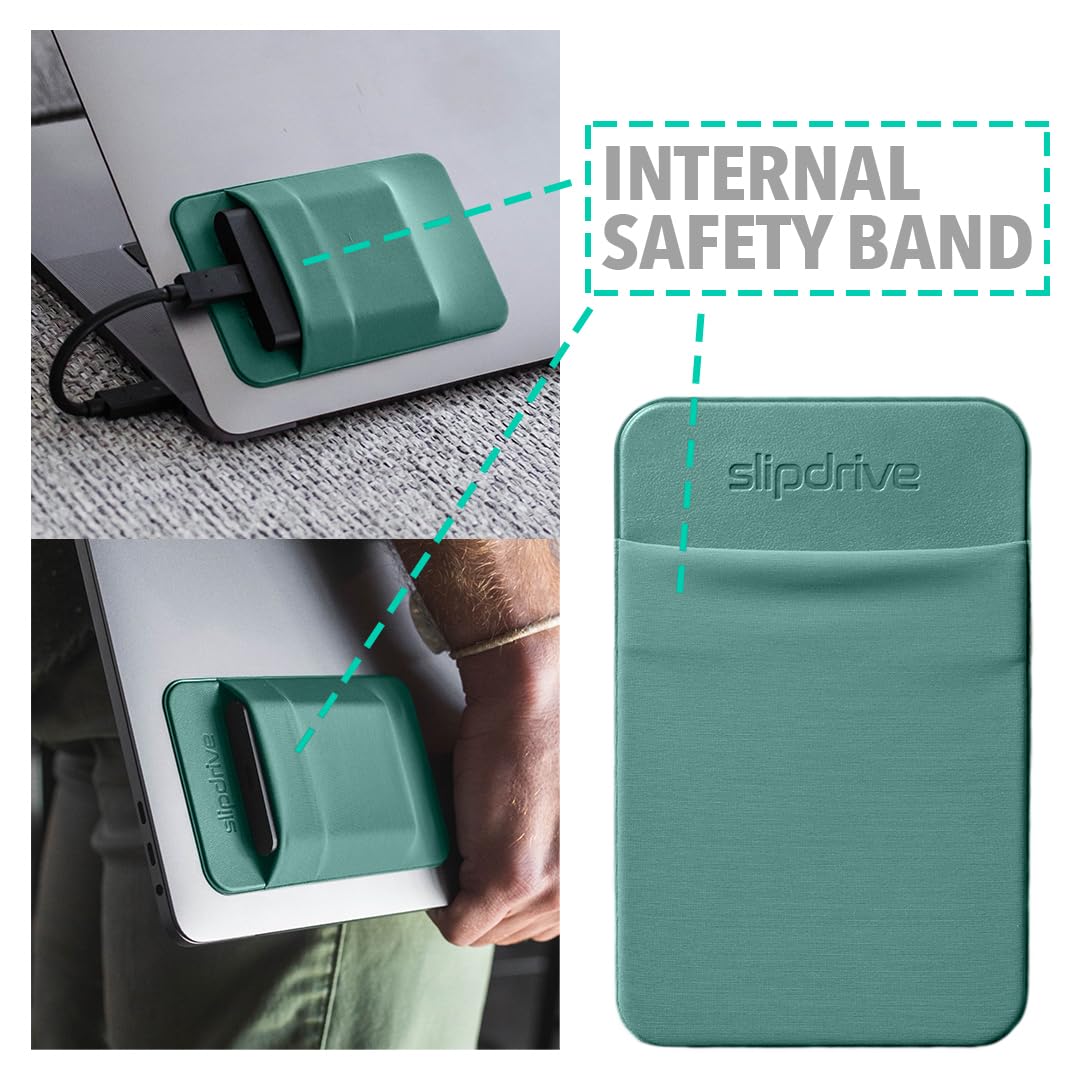 Slipdrive - Portable Hard Drive Sleeve for Laptop - SSD Solid State Drive - Reusable Adhesive - 5” x 3.2” Stick on External Hard Drive Carrying Case