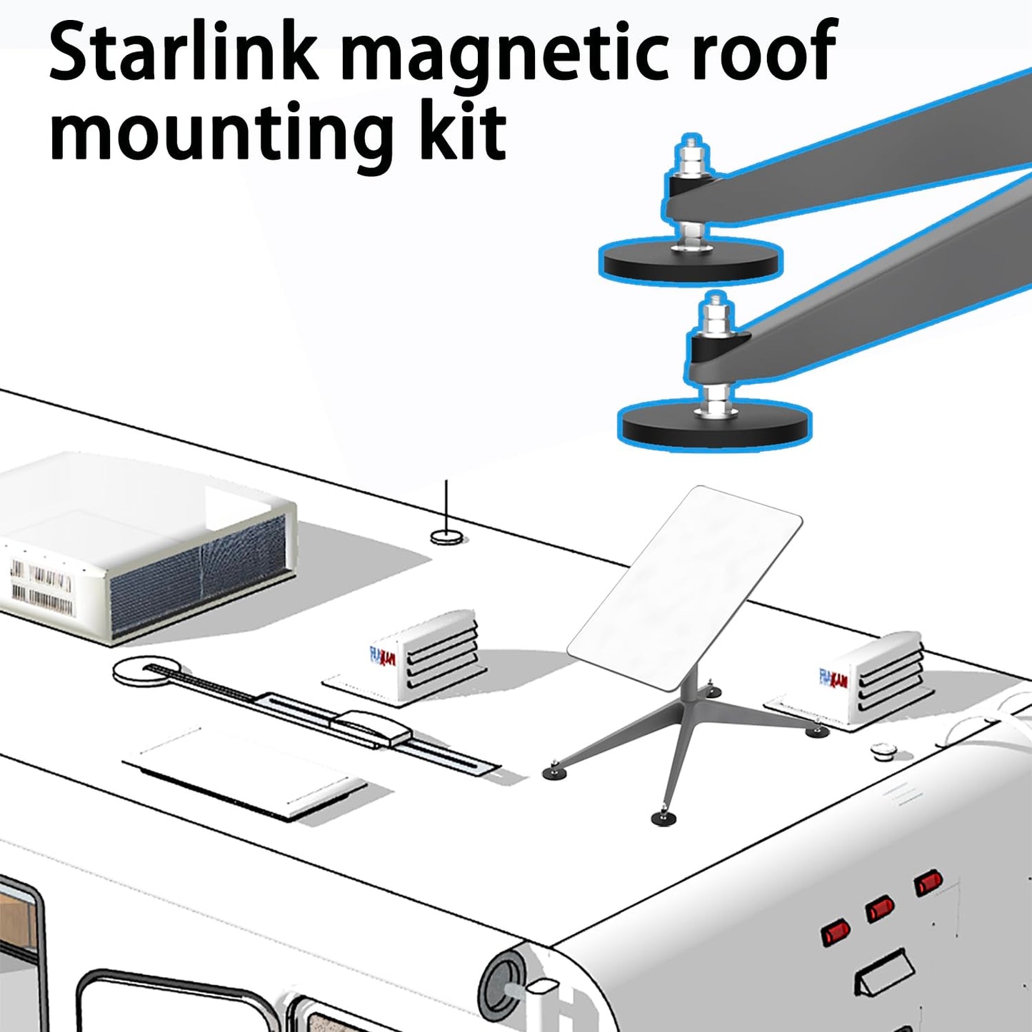 Wuutyty Starlink Magnetic Roof Mount, Compatible with Starlink, Mount