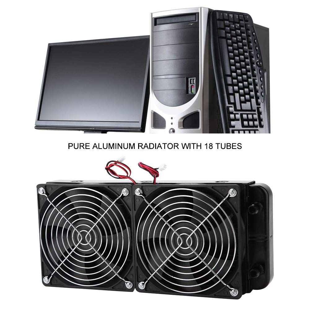 240MM Water Cooling Radiator for CPU - High Performance 18 Tube Aluminum Heat Sink with Dual Fan - Compatible with PC Liquid Cooling System