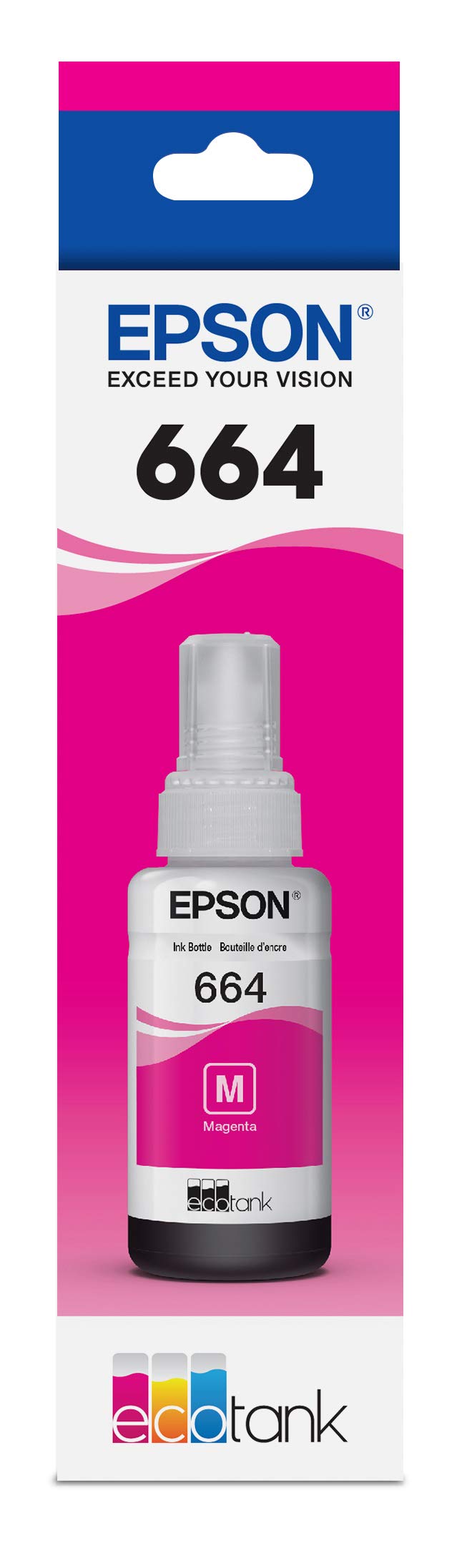 Epson 664 EcoTank Ink Ultra-high Capacity Bottle Magenta (T664320-S) Works with ET-2500, 2550, 4500, 4550, 2600, 2650, 3600, 16500