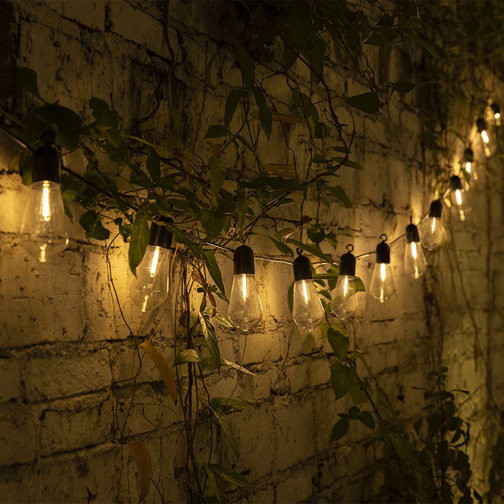 Solar Outdoor String Lights, 25FT Patio Lights String Waterproof with 20 Warm White LED Shatterproof ST58 Bulbs, Perfect for Garden, Backyard