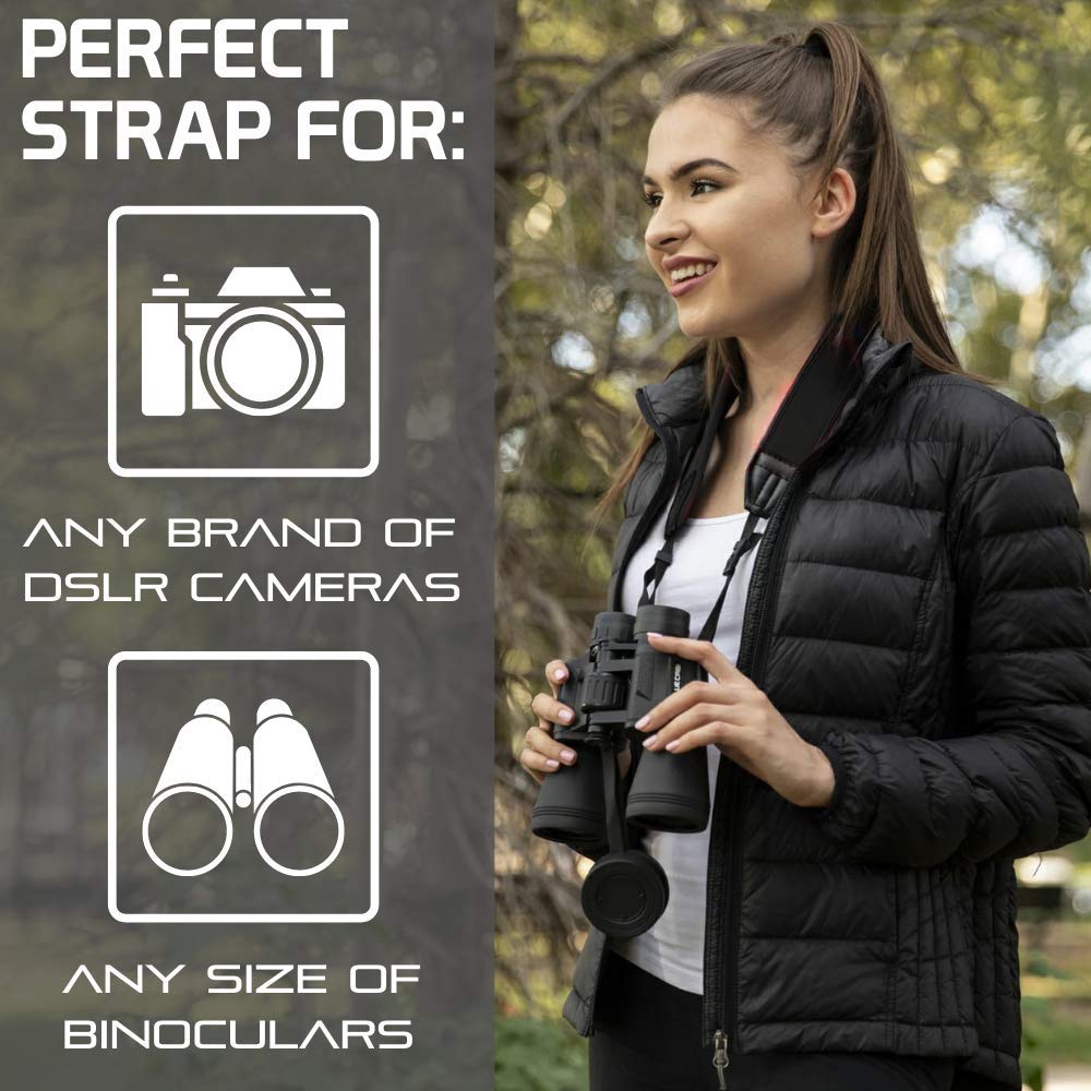 BlueCabi Neoprene Neck Shoulder Strap for Cameras and Binoculars - Comfortable Adjustable Fit for Men and Women with Anti Slip Material - Lightweight