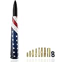 American Flag Antenna, Car Truck 5.5’’ Antenna Wash-Proof Radio Antenna Aluminum Short Antenna Truck Exterior Decoration Accessories AM/FM Radio