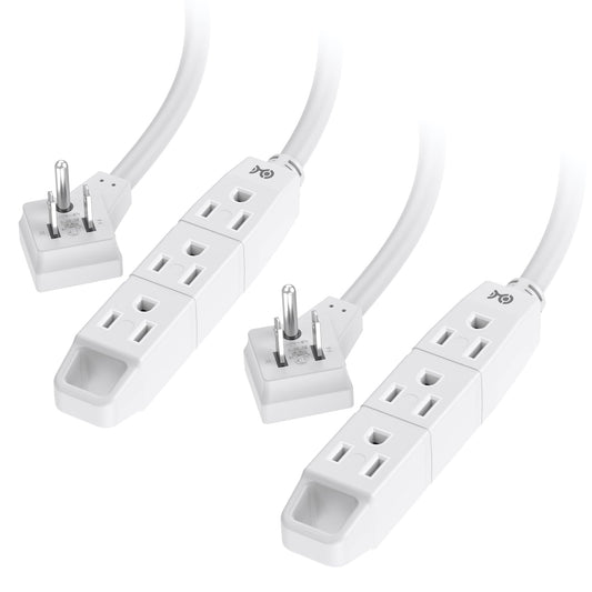 [ETL Listed] Cable Matters 2-Pack 3 Outlet 3 Prong Extension Cord 8 ft with SJT Jacket and Space-Saving Outlet Plug, White (Extension Cord with 3