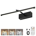 JOOSENLUX Battery Operated Picture Light Black 16-inch Wireless Art Display Light 3CCT Dimmable with Adjustable Arm Wall Light for Artwork Display