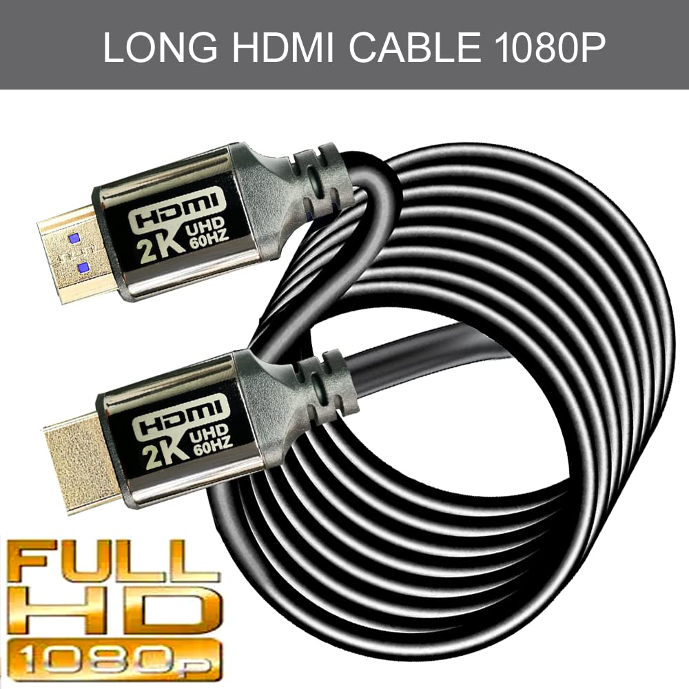 HDMI Cable 100FT， HDMI 1.4 Bright Aluminum Plating Shell, High Speed HDMI Cables 2K60 1080P eARC HDR HDCP 2.2 2.3 Compatible with Apple TV 2K Roku