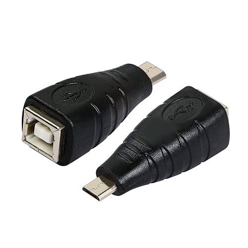 QIANRENON 2pcs Micro USB 2.0 B Male to USB 2.0 Type B Female Adapter Rechargeable Suitable for Printers,Scanners,Faxes with USB B Interface