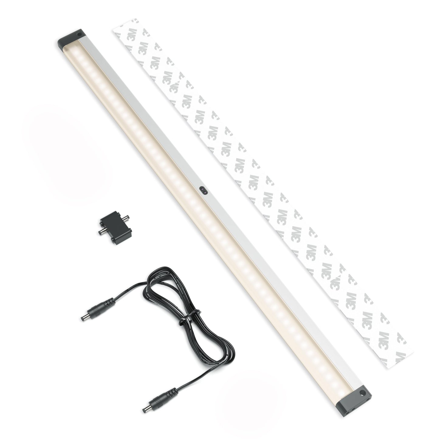 EShine Extra Long 20 inch LED Dimmable Under Cabinet Lighting Strip with Hand Wave Motion Sensor, Black, with Accessories (No Power Supply Included)