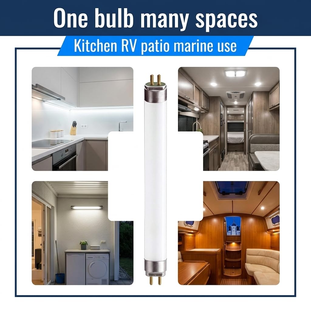 Circle F8T5 Fluorescent Light Bulbs - 12 inches Under Cabinet Bulb - Cool White 4100k 8 Watt Tube Bulb - Pack of 6