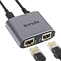 Tenda Ethernet Splitter 1 to 2 High Speed 1000Mbps, RJ45 Gigabit Ethernet Cable Splitter 1 to 2, LAN Splitter with USB Power Cable for Cat 5/6/7/8