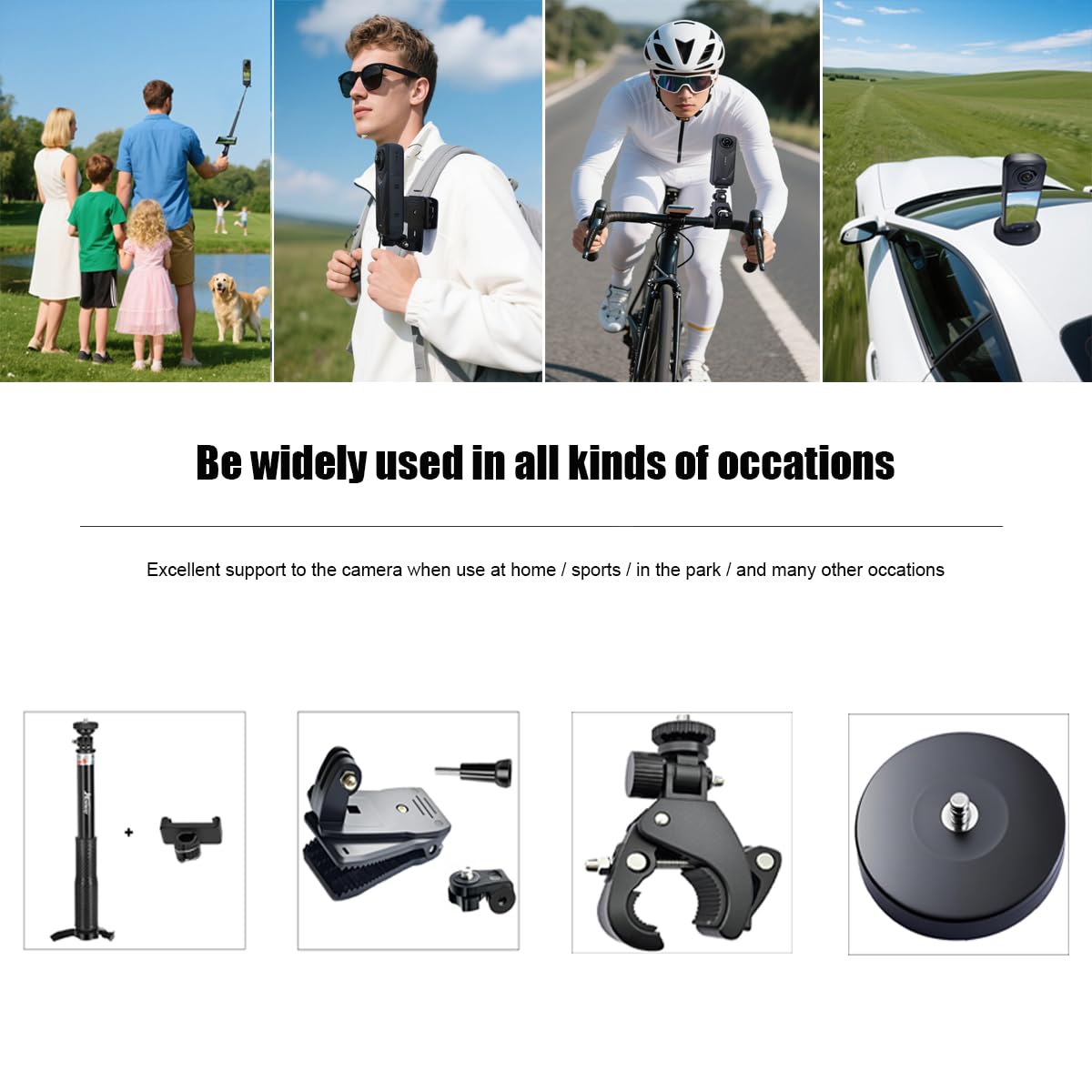 Accessories Kit for Insta360 X5 / X4 Camera Mount Bundle with Magnetic Mount Carrying Case, Selfie Stick, Tripod, Chest Strap,Bike Clamp,Screen