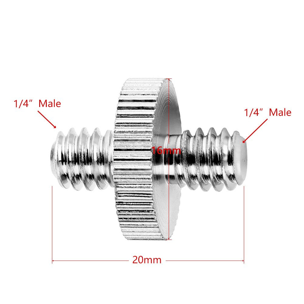 Anwenk Standard 1/4"-20 Male to 1/4"-20 Male Threaded Tripod Screw Adapter Standard Tripod Mounting Thread Camera Screw Adapter Converter, Precision