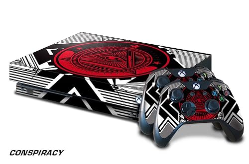 247 Skins Graphics kit Sticker Decal Compatible with Xbox One X and Wireless Controllers - Conspiracy