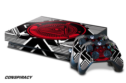 247 Skins Graphics kit Sticker Decal Compatible with Xbox One X and Wireless Controllers - Conspiracy
