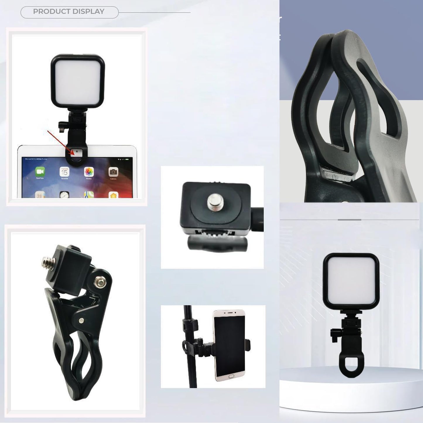 ThtRht 2 Pack Monitor Camera Mount Clamp Clip Screen LCD Display Top Fill Light Flash Holder Webcam Stand with 1/4 Screw Universal Connector for Phone